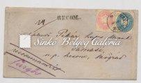 Between SZOMBATHELY-PÉCS. Franked with 2 kr. stamp with 9 1/2 perforation. Kikiáltási ár: 20.000 Ft 1865. 07.02. Feladóvevény.