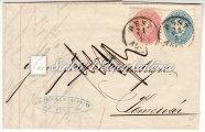 / 1864. Typography with embossed printing, 15kr. on piece of a letter, TOVARNIK cancellation (HR) 400Gp. 1864. Ajánlott levél PEST/ABENDS - ESZTERGOM 142.