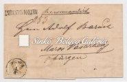 Between SISSEK/BAHNHOF-TRIEST. Franked with 2x5 kr. stamps. 1867. Könyvnyomat 10kr. Összefüggő vízszintes pár.