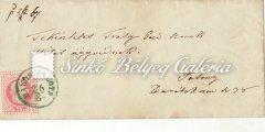 Hátoldali 1867.06.13-as érkező bélyegzővel. / 1867.06.11. Distance provisional letter. Between DEBRECEN-SZATMÁR. Franked with 2kr stamp. With 1867.06.13. arrival stamp on the back side. 1867.08.