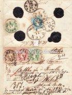 1867.09.17. Ajánlott távolsági levél. SEGESVÁR-MILÁNÓ. Szabályos bérmentesítéssel. A2-S3 zóna(osztrák 2.zóna és Szárd 3.zóna)26Kr+10kr Ajánlási díjjal. Ez a díj 1867.09.30ig volt érvényes, utána csökkent 15kr-ra.