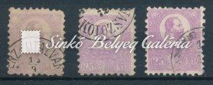 Kőnyomat 15kr. 1871. Kőnyomat 15kr-os 3 különböző színárnyalatban. Katalógus érték: 99 000 HUF / 1871.