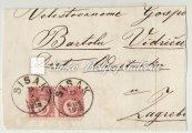 Pénzes levél ÁRVA-VÁRA(Sk) között. 5kr. réznyomat bélyeggel bérmentesítve, 2kr. bélyeggel megportózva. / 1872. 06. 22. Money letter between ÁRVA-VÁRA(Sk).