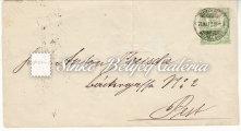 VASP bélyegzéssel Kikiáltási ár: 16.000 Ft 1874.05.28. Helyi levél könyvnyomású 3 krajcáros boríték, II.