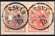 1-65 19. tétel 1850. Könyvnyomat 3+6kr. TEMESVÁR 20. tétel 1850. Könyvnyomat 3db 6 krajcáros, vonal lebélyegzéssel, BAJA, MAKÓ, SEMLIN. / 1850.