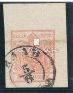 típusú géppapíron, túlfestékezett vörösbarna színű. / 1850. Typography 6 krajcár with FÖLDVÁR cancellation. On type I.