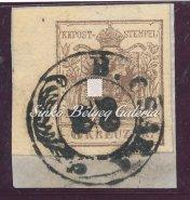 / 1850. Typography 6 krajcár with PESTH cancellation, on type III. machine-paper, copy from the right margin of the sheet. 1850. Könyvnyomat 6kr.