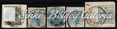 hand-made paper, with NEU BECSE(YU) E2.26 cancellation (400Gp) 1850. Könyvnyomat 9kr. PRESSBURG 36. tétel 1850.