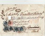 26. Ajánlott távolsági levél. PESTH-POZSONY között. Előoldali 9 krajcáros és hátoldali 6 krajcáros bélyeggel bérmentesítve. / 1852.09.26. Registered long-distance letter between PESTH-POZSONY.