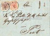 latos távolsági levél 18 krajcáros bélyeggel bérmentesítve, PESTH-WIEN között teljes levél tartalommal. Géppapír III. típusú. / 1853.06.22. Zone III., II. lat long-distance letter. Between PESTH-WIEN.