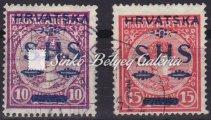 700-764 709. tétel 1918. SHS Horvátország megszállás. 1f. portó bélyeg 710. tétel Kikiáltási ár: 15.000 Ft 1918. SHS Horvátország megszállás. 10 f. és 15 f. Korona Zita és Korona Károly. Bodor M.