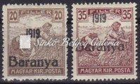 (Serbian occupation) Harvester 25f and 40f stamps with M. Bodor's guarantee. Kikiáltási ár: 10.000 Ft 1919. Baranya I.