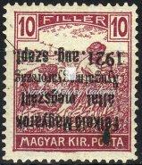 2 ﬁllér, not issued, red numbered green postage due stamp. Original, inspected by Bodor M., signature on the back. 1921. Nyugat-Magyarország I. 25 f. Arató.