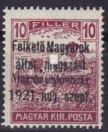 Parliament stamp with triple punching. Catalog value: 45.000HUF. M. Bodor's guarantee. 1921. Nyugat-Magyarország I. Megszállás. 3k. 1921. Nyugat-Magyarország I. Megszállás. 2.