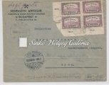 Airmail, railway newspaper sale, on newspaper wrapper, Fiume-Szombathely, franked with 3k+10k stamps. 1931.03.28.