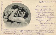 Rengeteg érdekes tétel az egyéb gyűjtési területek anyagában! 23161. Zwei Kätzchen / lady with cat, J.R.W. I 23162.