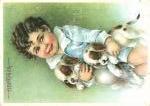 Gold Italian art po stcard, children, Anna & 23217.