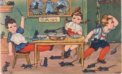 Children, Italian a rt postcard, humour, ra 22886.