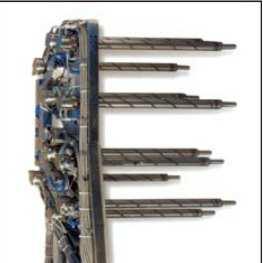 The sheathed thermocouples consist of two dissimilar metal wires welded together and embedded in highly compacted magnesium oxide within a stainless steel housing.
