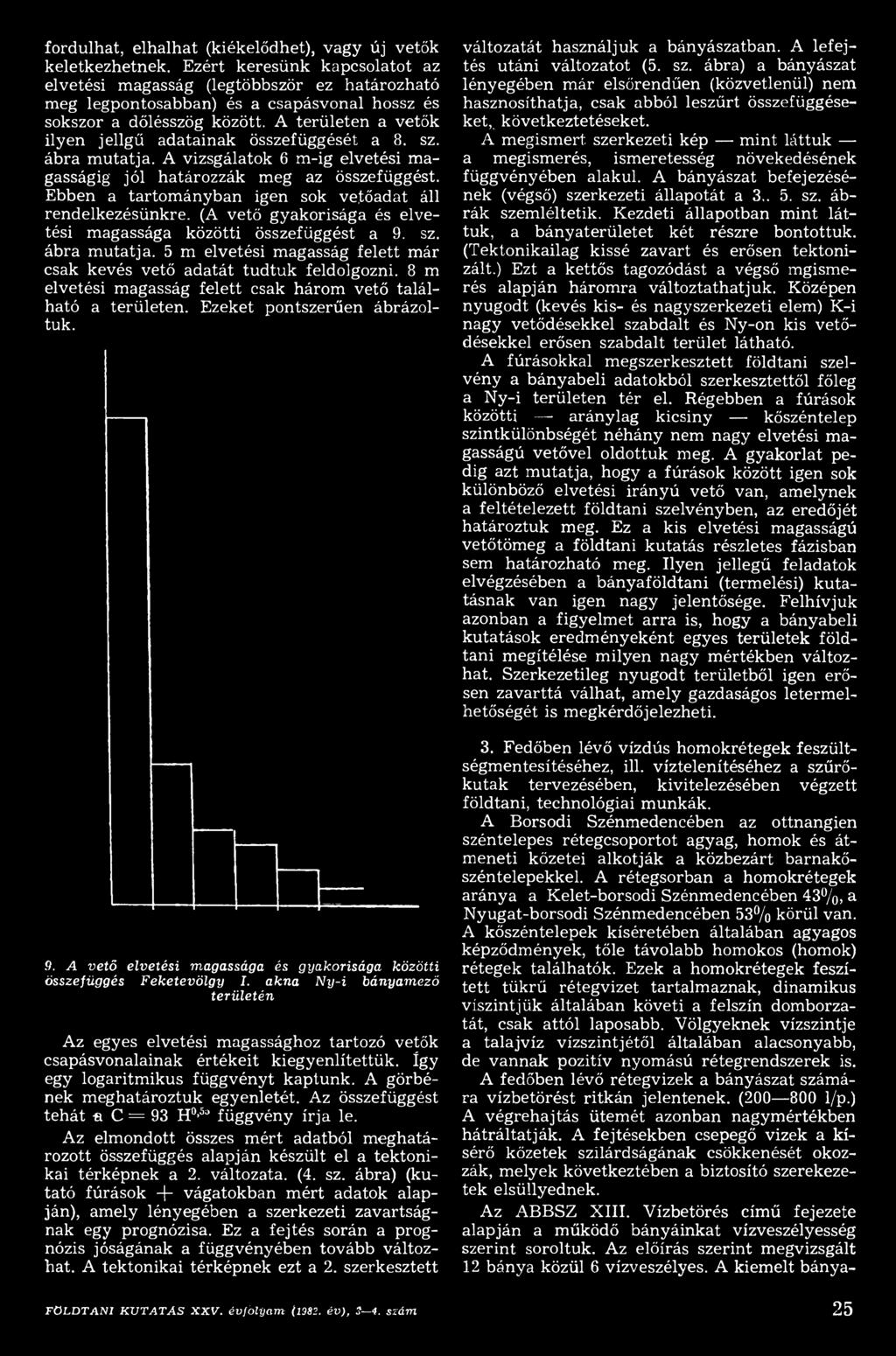 5 m elvetési magasság felett már csak kevés vető adatát tudtuk feldolgozni. 8 m elvetési magasság felett csak három vető található a területen. Ezeket pontszerűen ábrázoltuk. 9.