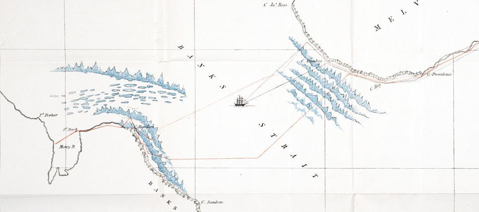 McClure ezért szánkóval igyekezett átkelni a Melville-szigetre, ahol azt remélte, hogy Austin embereivel találkozhat, ám csak az általuk 1851-ben írt, s az Edward Parry által 1819/21-ben emelt