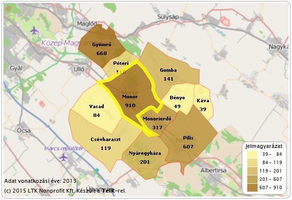 MONOR VÁROS TELEPÜLÉSFEJLESZTÉSI KONCEPCIÓ MEGALAPOZÓ VIZSGÁLAT A rendszeres gyermekvédelmi kedvezményben részesítettek átlagos száma Monoron általában 700 fő felett alakult 2006-2013 között.
