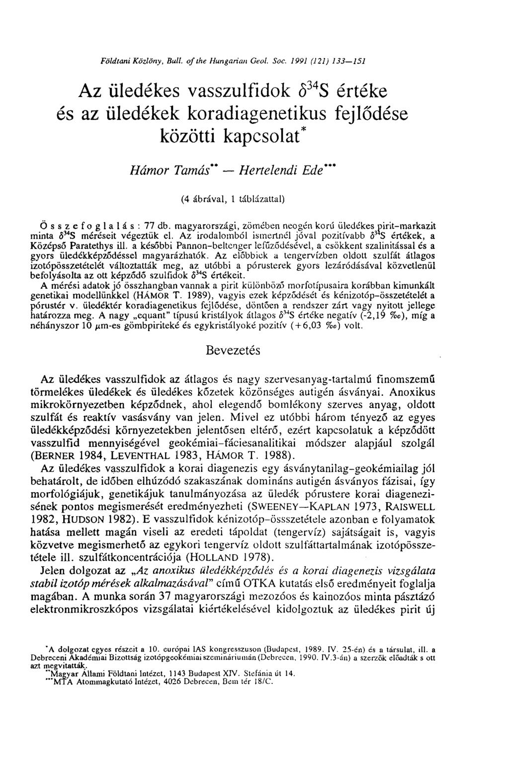 Földtani Közlöny, Bull, of the Hungarian Geol. Soc.