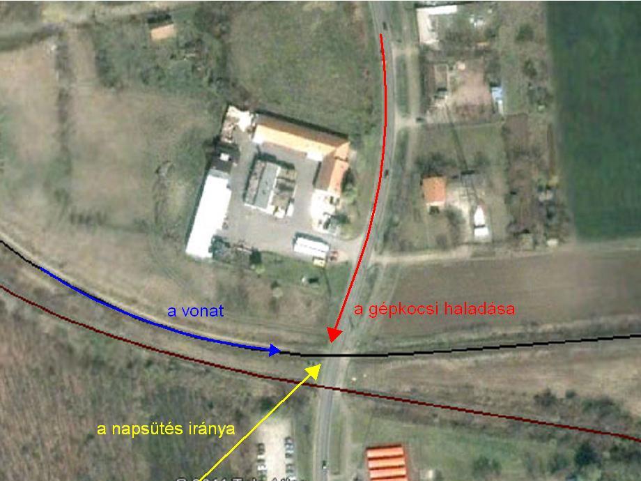 6. ábra: a napsütés iránya A csökkentett rálátási háromszög nem volt szabad.