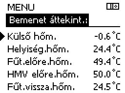 6.4 Bemenetek áttekintése Ebben a részben általánosan ismertetjük a funkciót a ECL Comfort 210/ 296/ 310 sorozatra vonatkozóan. A bemutatott kijelzők jellegzetesek és nem alkalmazásfüggők.