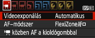 k Videofelvétel készítése Felvétel kézi expozícióval A videofelvétel zárideje, rekeszértéke és ISO-érzékenysége manuálisan szabályozható.
