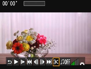 X Videók első és utolsó jelenetének kivágása Lehetőség van a videó első és utolsó jelenetének kivágására 1 másodperces lépésekben. 1 A videolejátszási képernyőn válassza a [X] lehetőséget.