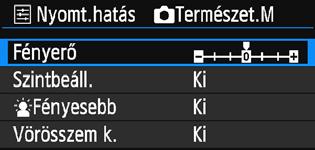 lépésben megadott beállításoktól függ, hogy mit lehet módosítani, illetve mi jeleníthető meg. Fényerő A kép fényessége módosítható.