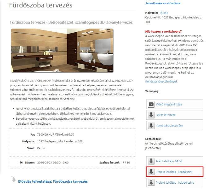 Először is töltse le a Projekt letöltés Kezdő szint -et weboldalunkról, majd telepítse azt.