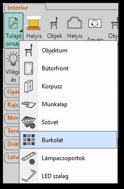 108 Minta létrehozása: Albus_1 A mintánk hat sorral fog rendelkezni: 1. sor: ZBD_42045_A_L burkolólappal burkolt terület 0 métertől 0.75 méter magasan 2.
