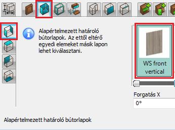 kapcsolót, és válassza ki a WS back panel -t hátlapnak.
