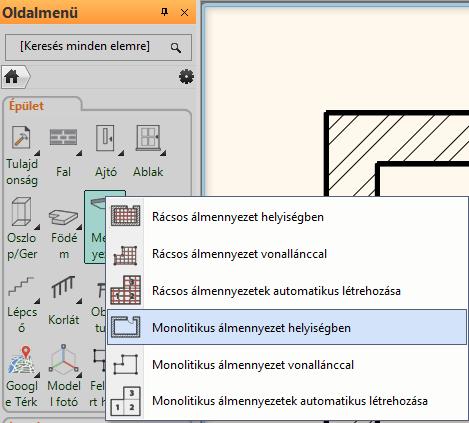 elhelyezése: Oldalmenü Épület Mennyezet