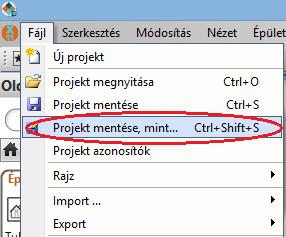 Válassza a File/Projekt mentése, mint parancsot,