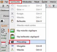 Mentett formátum: megadhatja a készülő képfájl formátumát (2). Rajz: itt kiválaszthatja azt a rajzot, ahová a kiválasztott 3D tartalom pillanatképét be szeretné illeszteni (3).