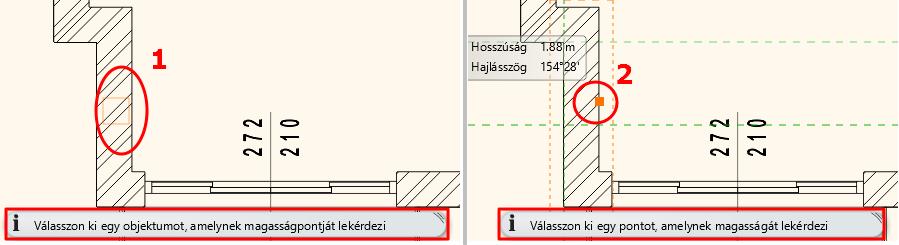 180 Szintkóta Válassza az Oldalmenü/Méretezés/Szintméretezés menüpontban a Szintméretezést.