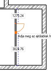 2. Lecke: Alapozás 81 Figyelje meg, hogy a virtuális ajtónak az alsó felén jelenik meg a narancssárga referenciapont. Az elhelyezési referenciapont rajzolás közben megváltoztatható.