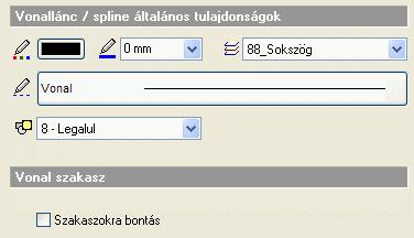 11. 2D elemek 991 Megjelenik a Vonallánc tulajdonságok párbeszédablak, ahol beállíthatja a vonallánc tulajdonságait.