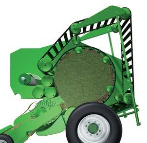 Változtatható bálaátmérő, fix kamrával Comprima F 155, F 155 XC Fix kamra változtatható átmérő Hat bálaátmérő 1,25 és 1,50 m között Maximális bálatömörség és nyugodt járás: KRONE NovoGrip Egyszerű