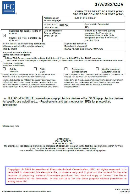 61643-31 Alkalmazási szabvány EN 50539-12 IEC