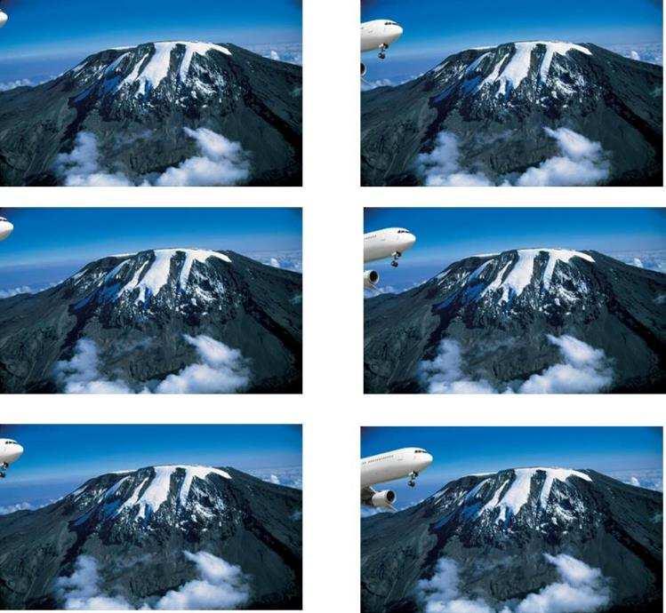 3. FEJEZET 3.3.3. Repülőgép leszállásának szemléltetése 10. mintalap Animáció első hat mozgásfázisa Repülőgép a hegyek között Egy repülőgépet fogunk röptetni a hegyek között.