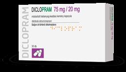 Hatóanyag: 75 mg diklofenák-nátrium (25 mg gyomornedv-ellenálló pelletek és 50 mg retard pelletek formájában) és 20 mg omeprazol (gyomornedv-ellenálló pelletek formájában) kapszulánként.