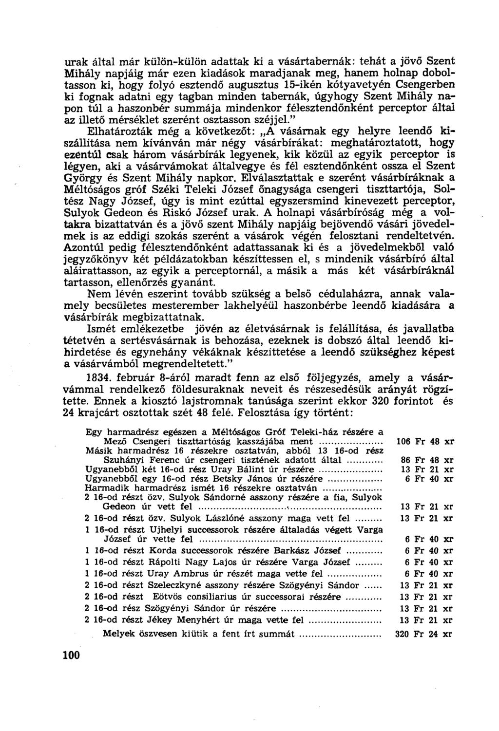 urak által már külön-külön adattak ki a vásártabernák: tehát a jövő Szent Mihály napjáig már ezen kiadások maradjanak meg, hanem holnap doboltasson ki, hogy folyó esztendő augusztus 15-ikén