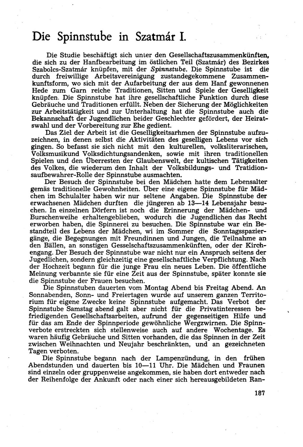 Die Spinnstube in Szatmár I.