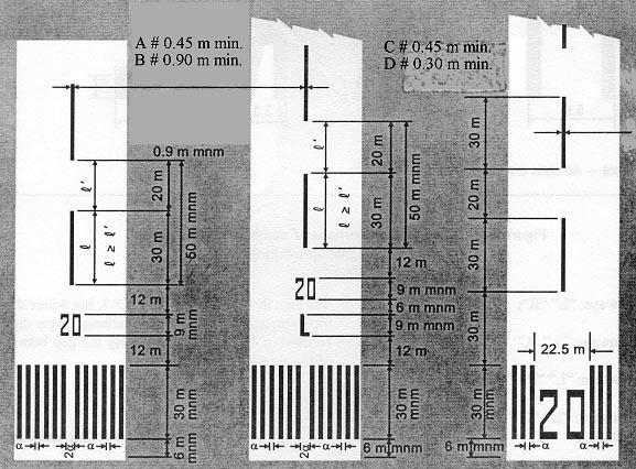 5.2.2.6 A jelzés számai és betűi az 5-3. ábrán látható formában és méretben készüljenek. A méretek ne legyenek kisebbek, mint ami az 5-3.