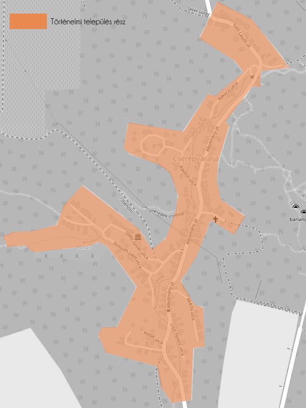 TELEPÜLÉSKÉPI SZEMPONTBÓL MEGHATÁROZÓ TERÜLETEK eltérő karakterű területek