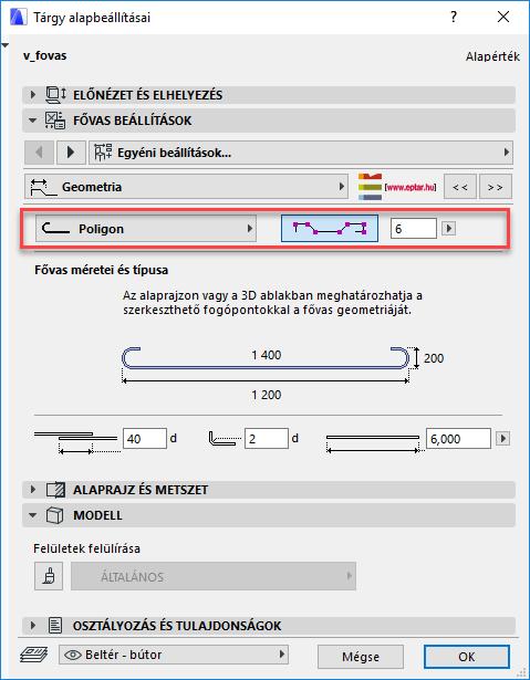 Az elemek 12 féle alapbeállítási típussal rendelkeznek, ezek (a fogópontok beállításától függően is) többféle megjelenítést tesznek lehetővé: - felülnézet teljes hosszúságban - létra középen - létra